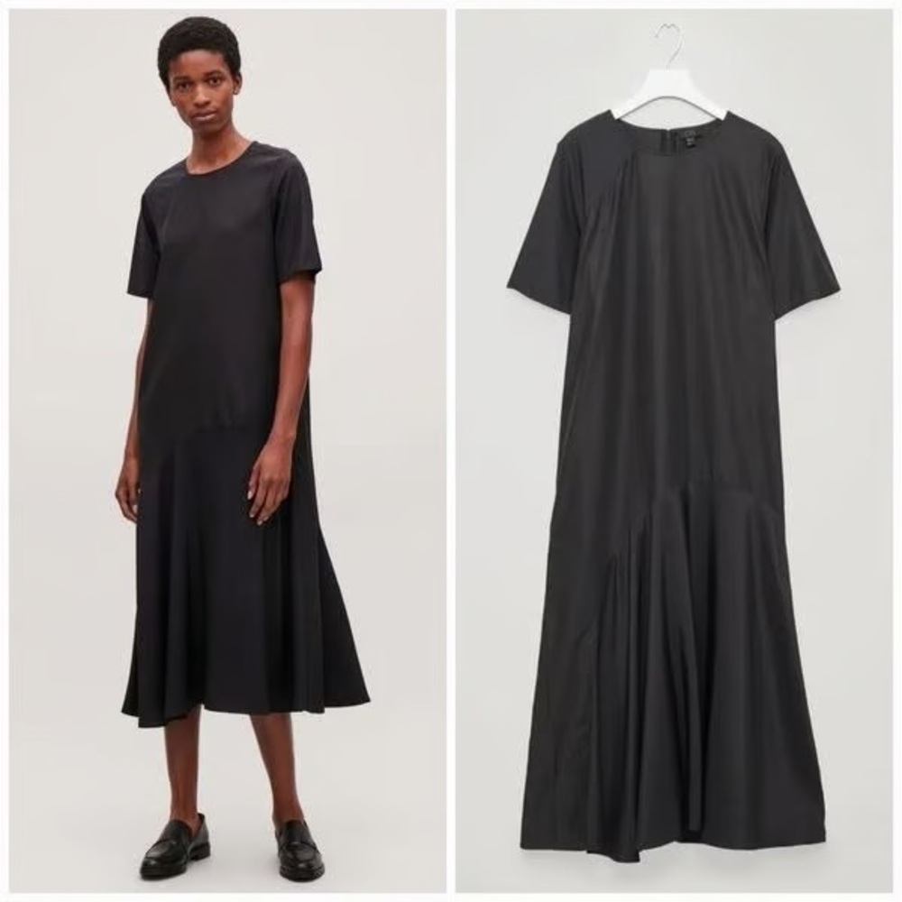 COS Matte silk-paneled minimalist Dress EUC 🖤